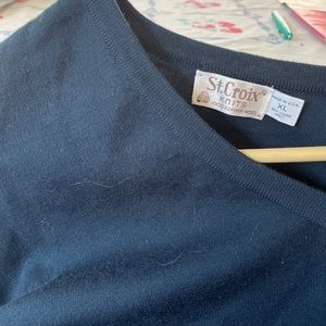 EUC Vintage St Croix v neck Sweater Men's XL 100% Zephyr Wool NAVY